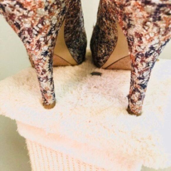 Nine West Metallic Giltter Heels Sparkly Silver Lace Open Toe Evening 7.5 M - Picture 5 of 12